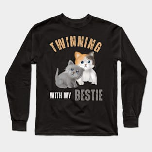 Twinning With My Bestie Twins Day Friends Kids Long Sleeve T-Shirt